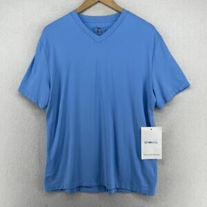 IBKUL Shirt Mens M Short Sleeve V-Neck UPF50+ Cool Textured Performance Blue NEW